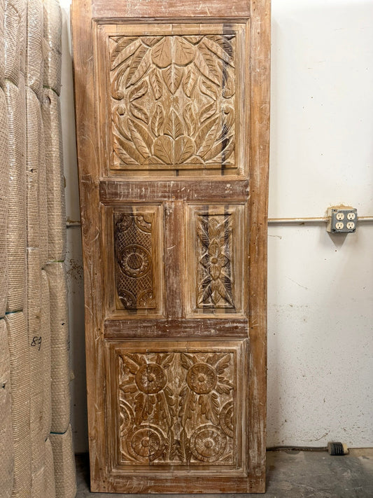 Vintage Whitewashed Carved Door Rustic Hinged or Sliding Barn Doors 80x30