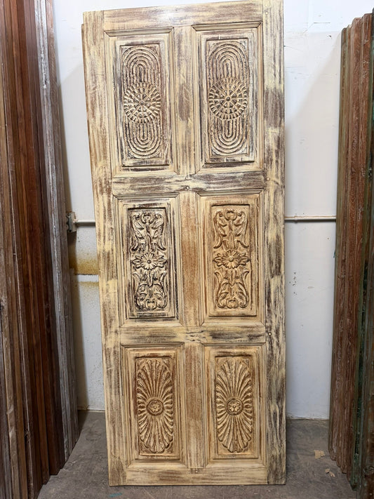 Vintage Carved French Bedroom Doors Brass Studs Floral Closet Doors 80