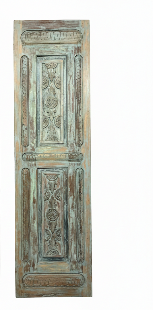 Vintage Carved Wood Single Door – Rustic Farmhouse Sliding Barn Door 96x27