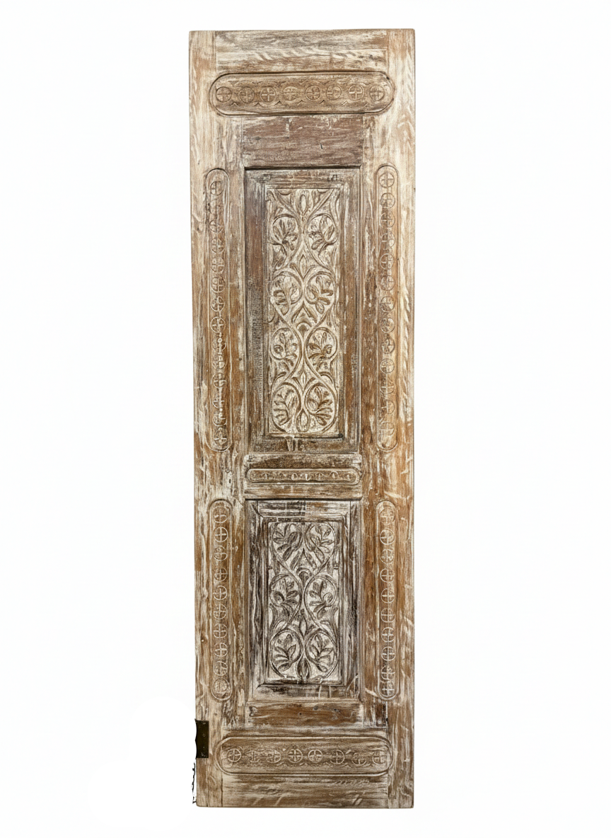 Antique Hand-Carved Wood Indian Door Vintage Architectural Panels 96x27