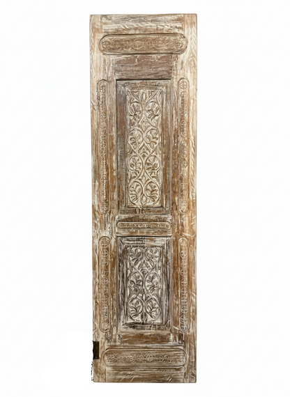 Antique Hand-Carved Wood Indian Door Vintage Architectural Panels 96x27