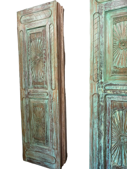 Vintage Carved Door Spanish Style Solid Wood Sliding Barn Door 96x27