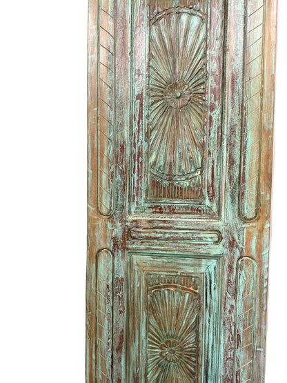 Vintage Carved Door Spanish Style Solid Wood Sliding Barn Door 96x27
