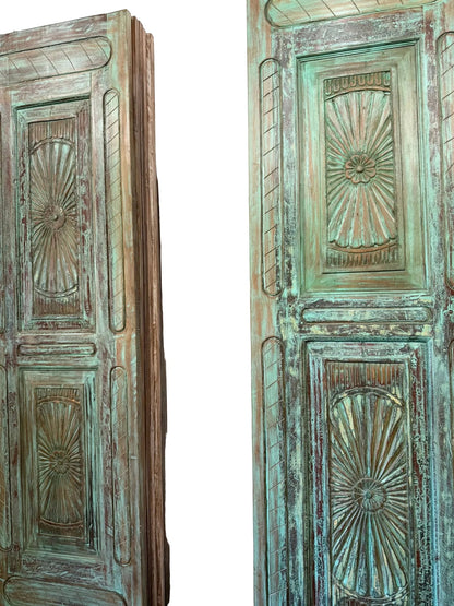 Vintage Carved Door Spanish Style Solid Wood Sliding Barn Door 96x27