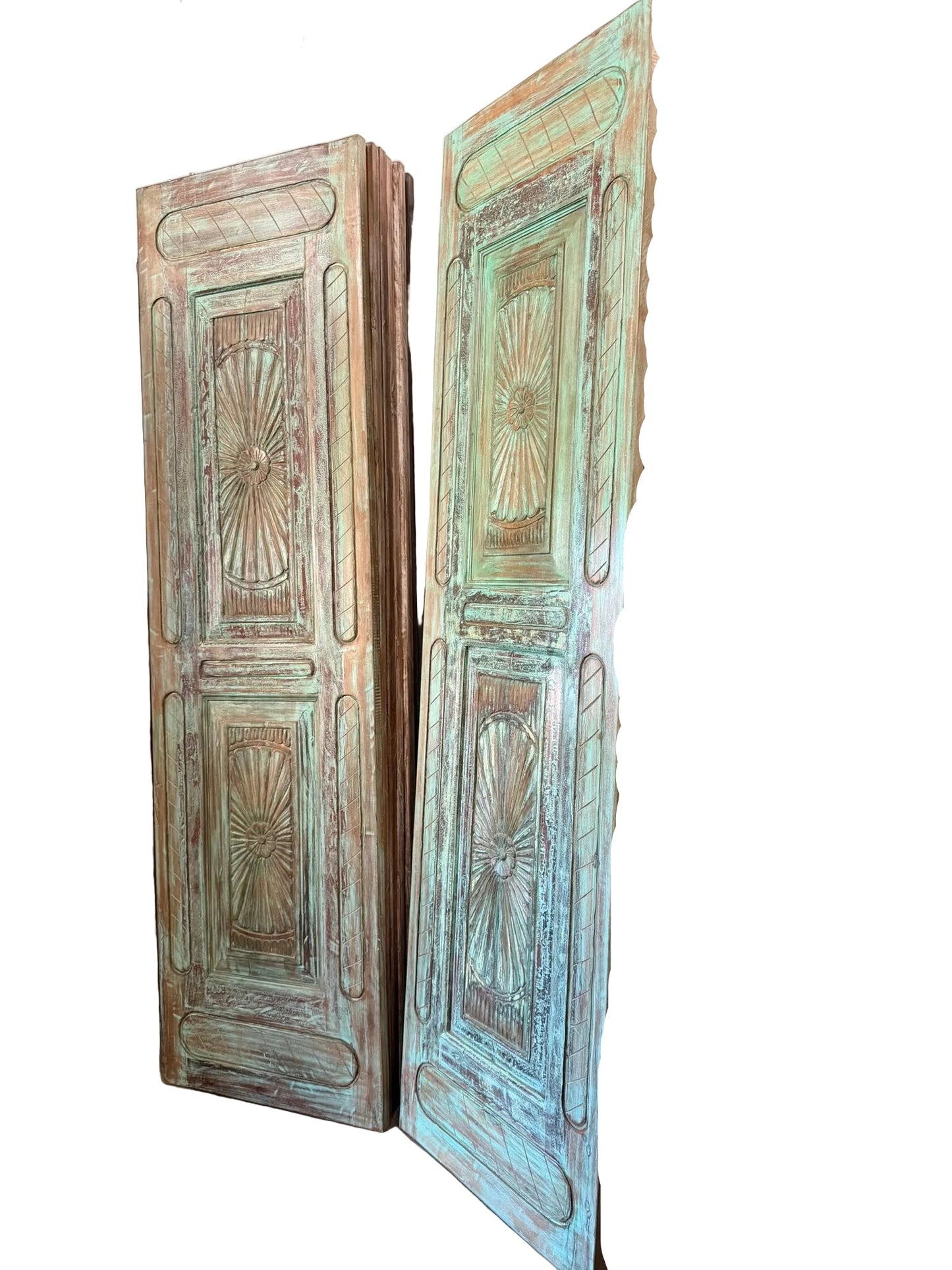 Vintage Carved Door Spanish Style Solid Wood Sliding Barn Door 96x27