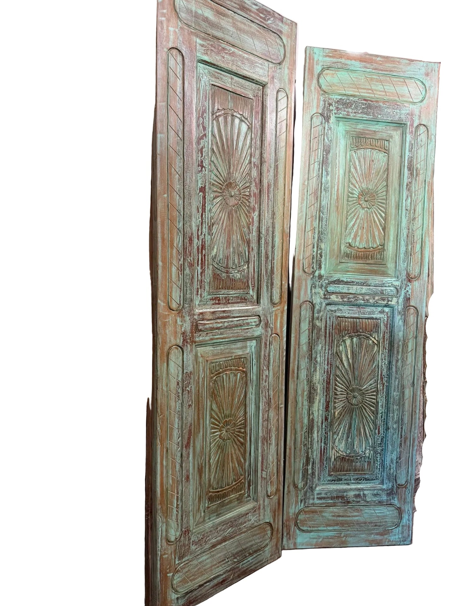 Vintage Carved Door Spanish Style Solid Wood Sliding Barn Door 96x27