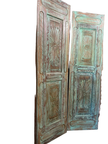 Vintage Carved Door Spanish Style Solid Wood Sliding Barn Door 96x27