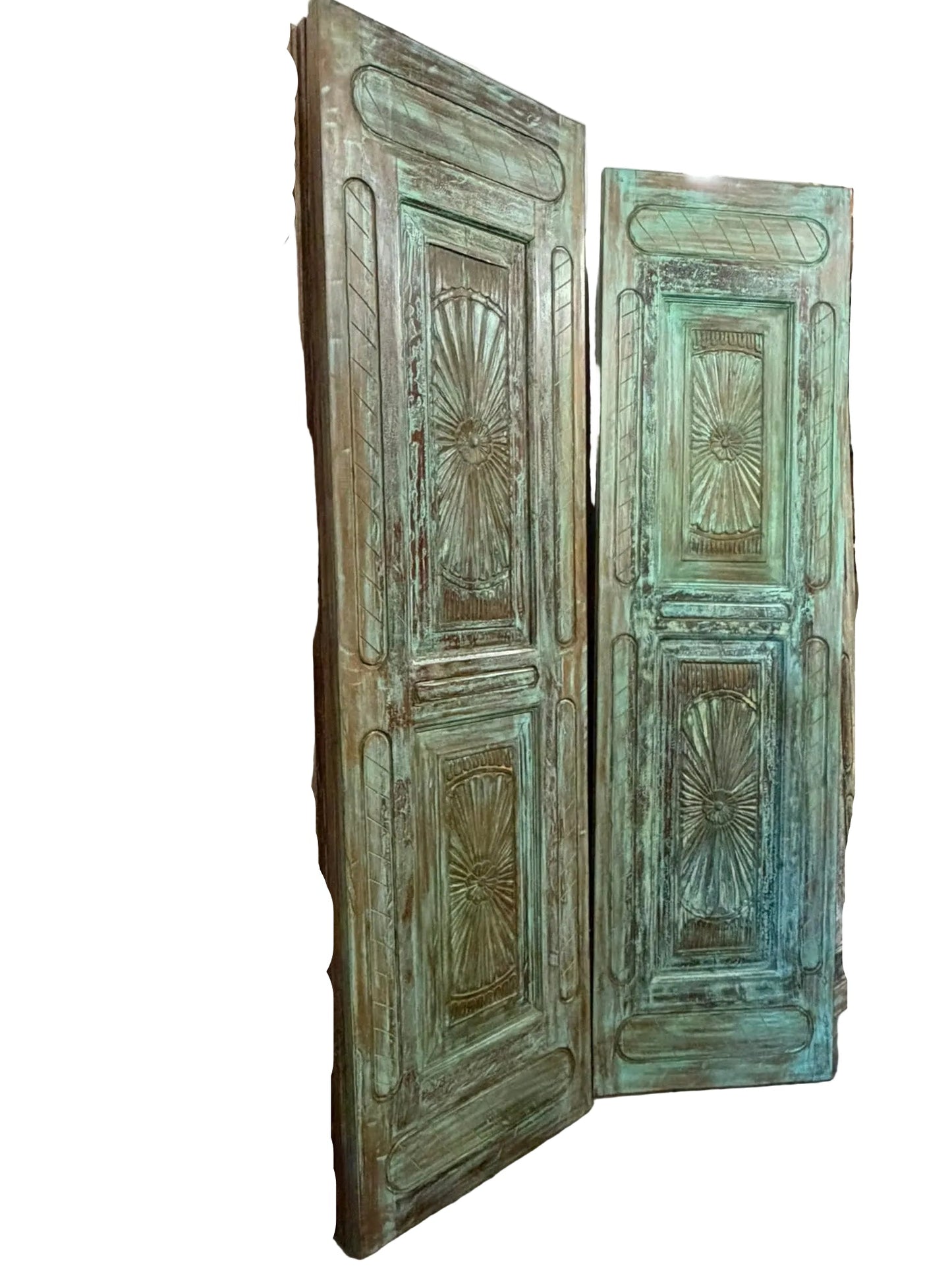 Vintage Carved Door Spanish Style Solid Wood Sliding Barn Door 96x27