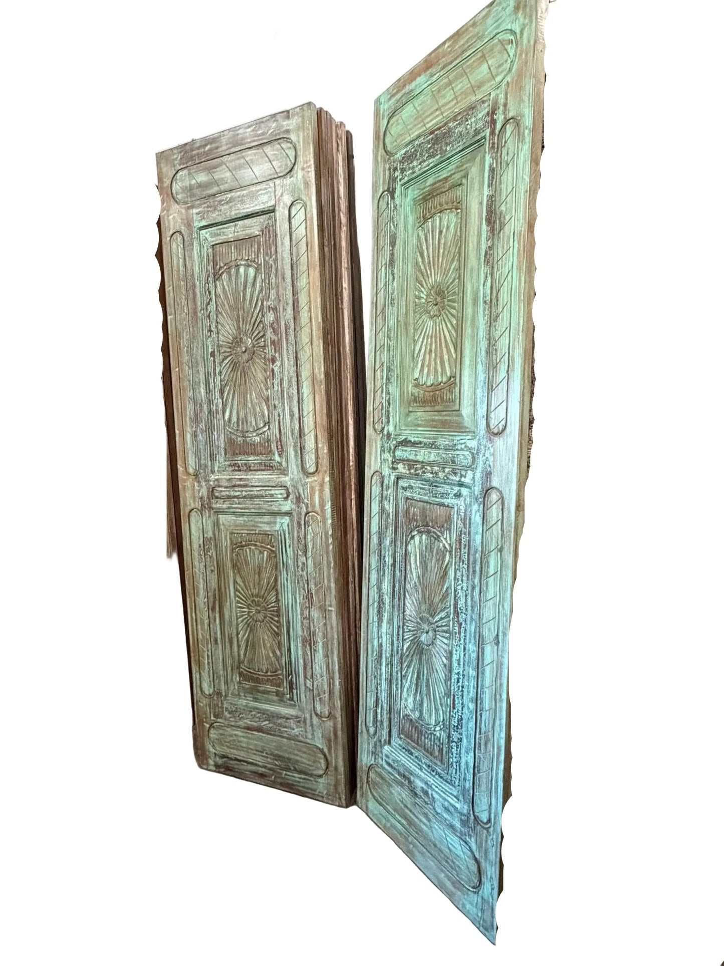 Vintage Carved Door Spanish Style Solid Wood Sliding Barn Door 96x27