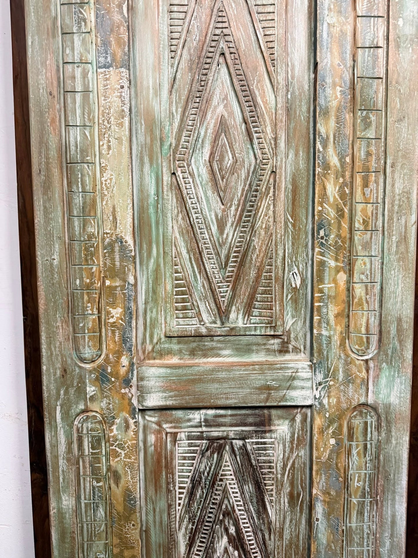Antique Carved Door Green Floral Carved Closet Doors Sliding Door 96x29.5