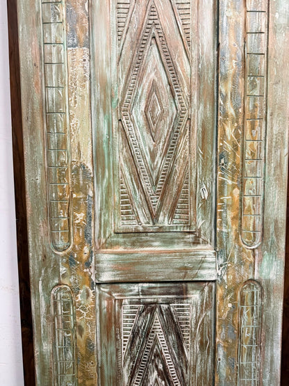 Antique Carved Door Green Floral Carved Closet Doors Sliding Door 96x29.5