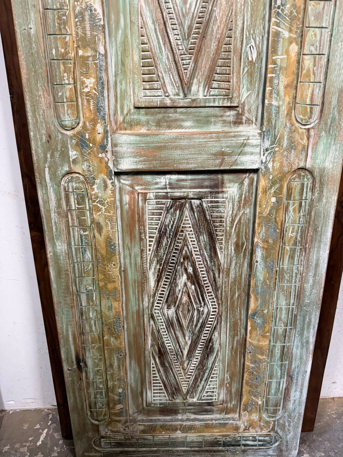 Antique Carved Door Green Floral Carved Closet Doors Sliding Door 96x29.5