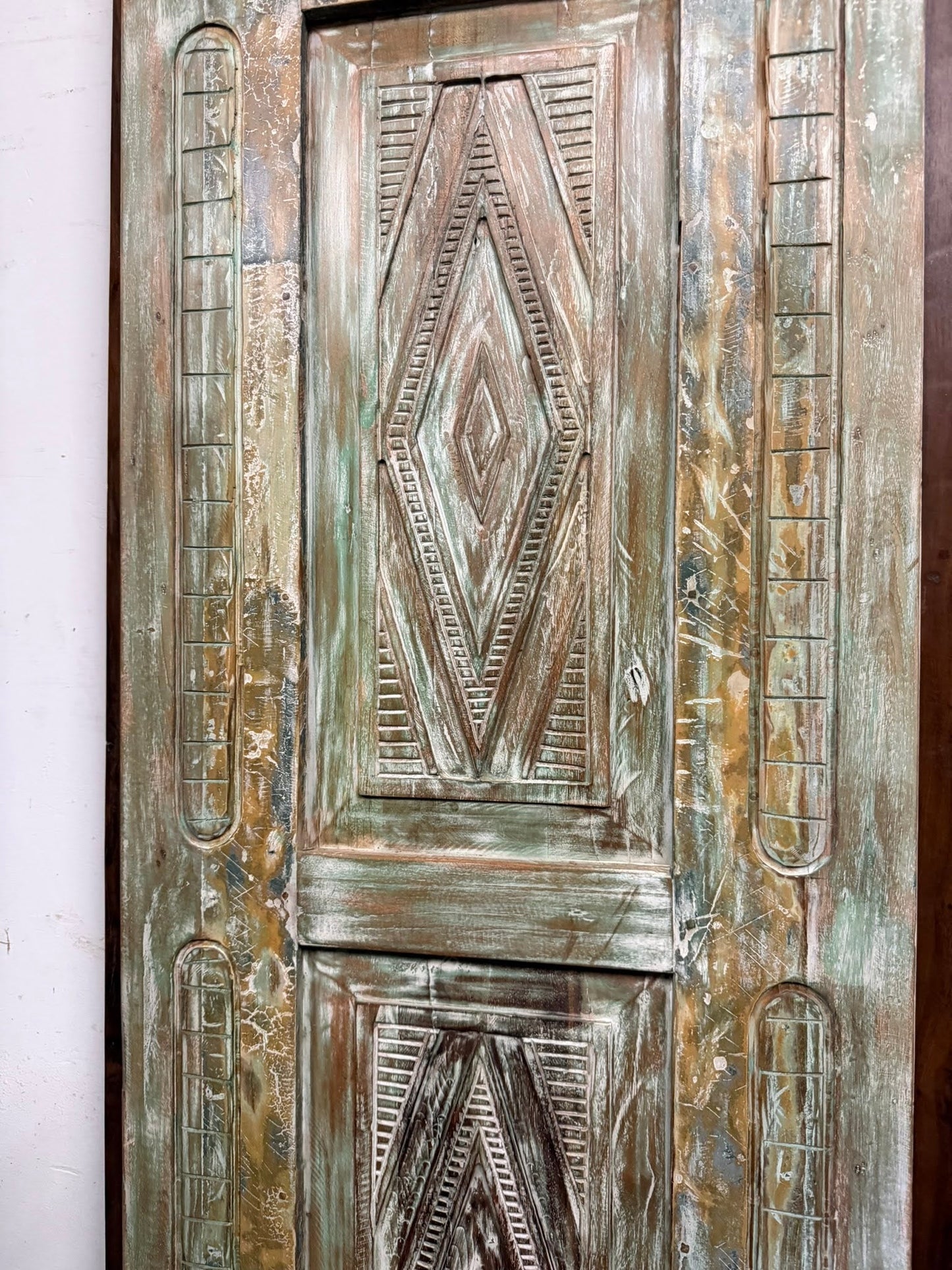 Antique Carved Door Green Floral Carved Closet Doors Sliding Door 96x29.5