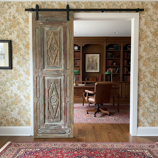 Antique Carved Door Distress Wood French Bedroom Doors 96x30.5