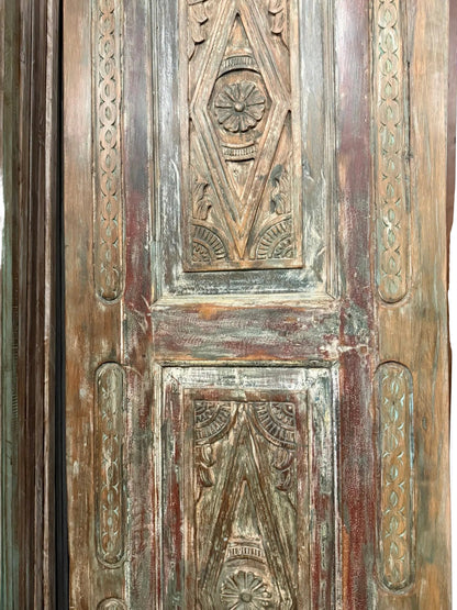 Antique Carved Door Distress Wood French Bedroom Doors 96x30.5