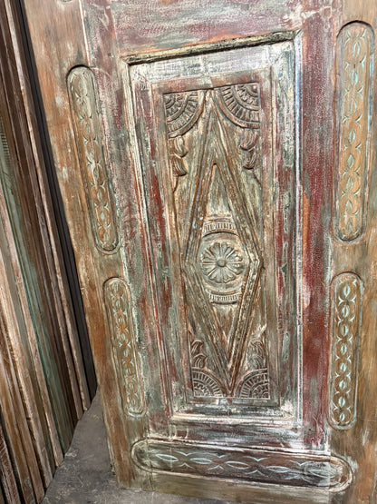 Antique Carved Door Distress Wood French Bedroom Doors 96x30.5
