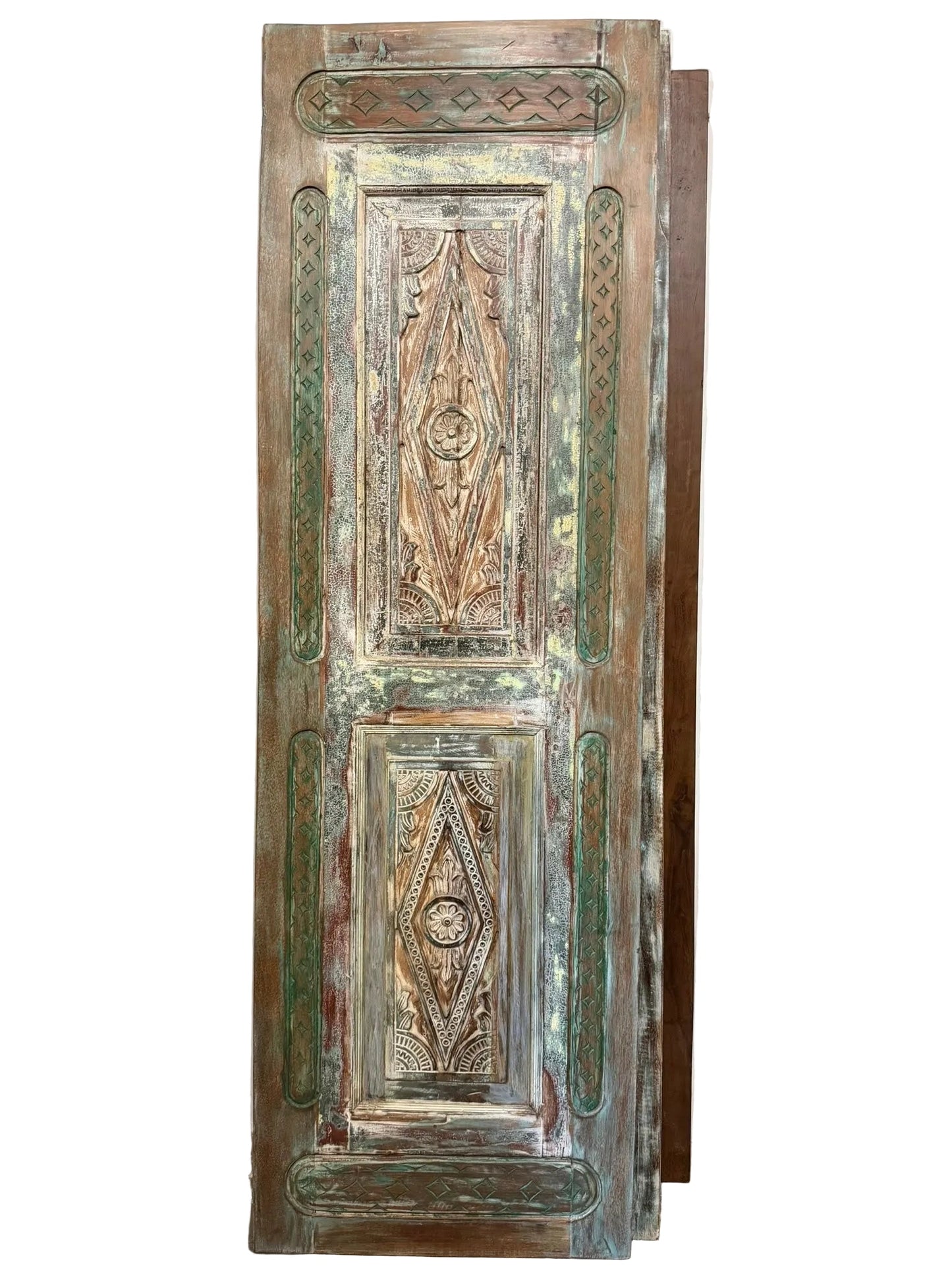 Antique Carved Wood Door Panel Rustic Farmhouse Sliding Barndoor 96x30