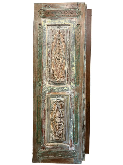 Antique Carved Wood Door Panel Rustic Farmhouse Sliding Barndoor 96x30