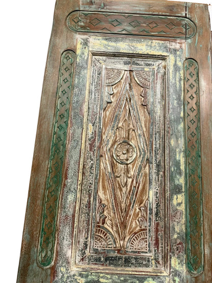Antique Carved Wood Door Panel Rustic Farmhouse Sliding Barndoor 96x30