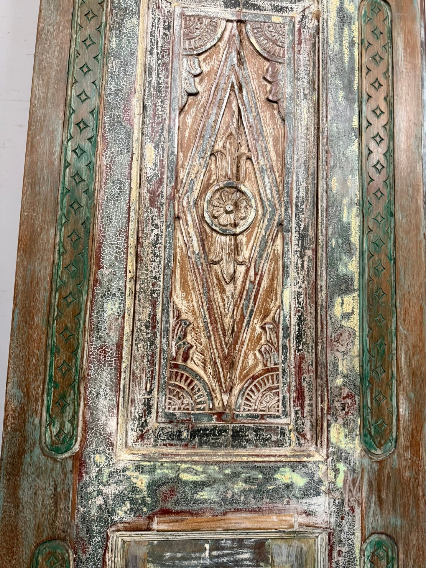 Antique Carved Wood Door Panel Rustic Farmhouse Sliding Barndoor 96x30