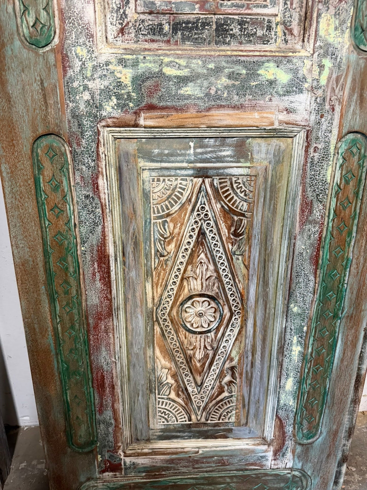 Antique Carved Wood Door Panel Rustic Farmhouse Sliding Barndoor 96x30
