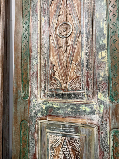 Antique Carved Wood Door Panel Rustic Farmhouse Sliding Barndoor 96x30