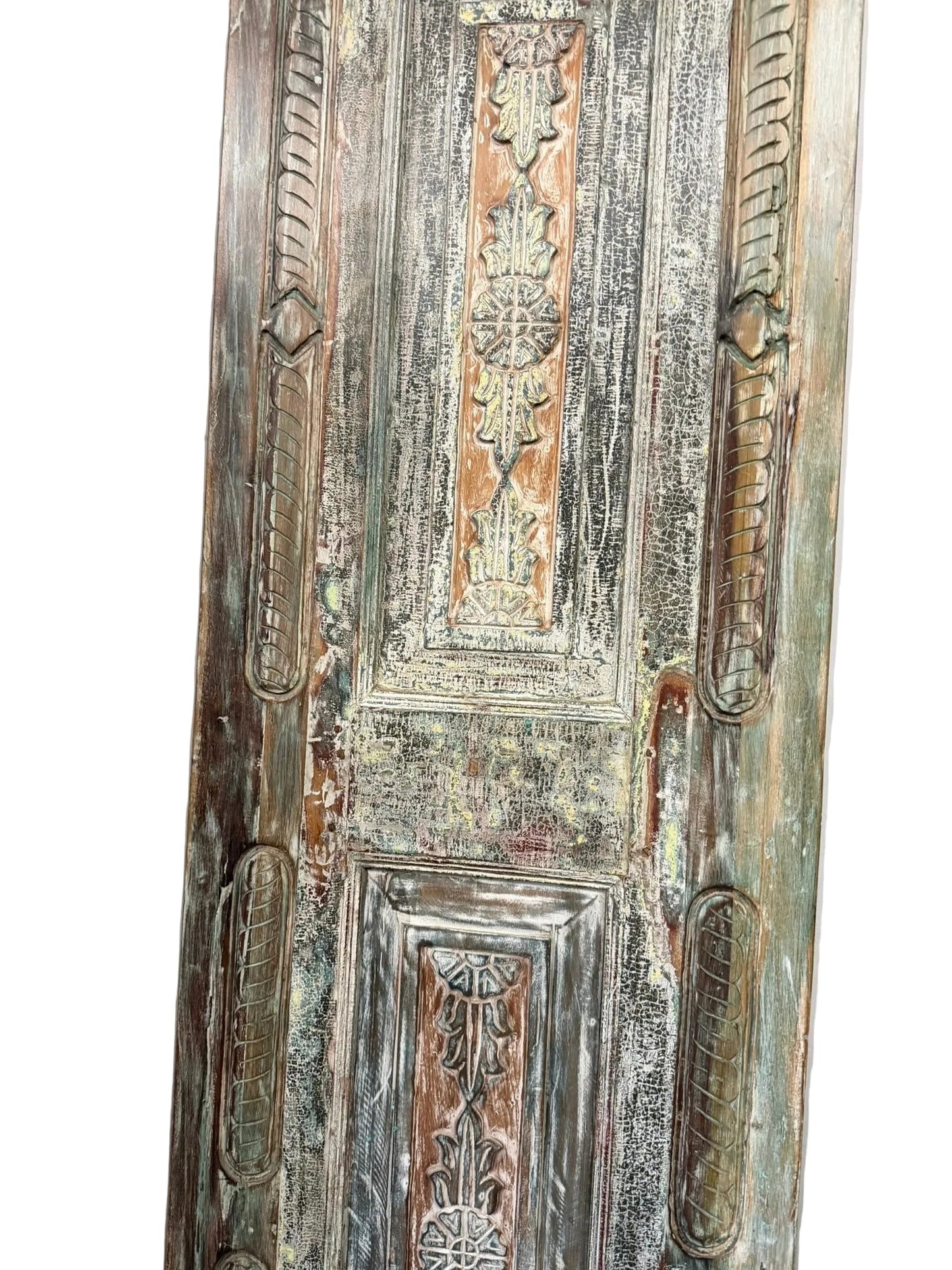 Vintage Carved Solid Wood Door – Single Rustic Sliding Barn Door Panel 96x30