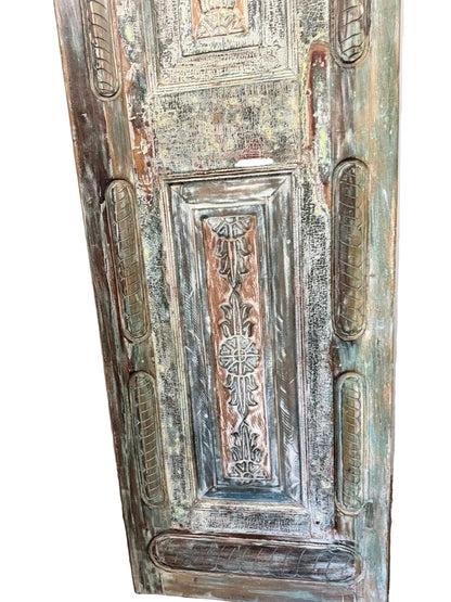 Vintage Carved Solid Wood Door – Single Rustic Sliding Barn Door Panel 96x30