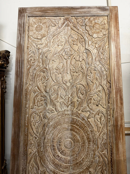 Vintage Lotus Carved Door Double Side Carved Sliding Bedroom Door 96x36