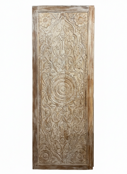 Vintage Lotus Carved Door Double Side Carved Sliding Bedroom Door 96x36
