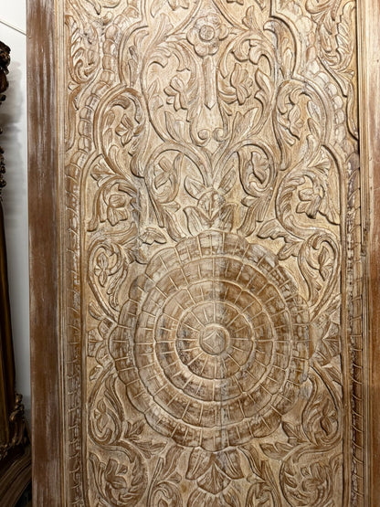 Vintage Lotus Carved Door Double Side Carved Sliding Bedroom Door 96x36
