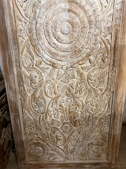 Vintage Lotus Carved Door Double Side Carved Sliding Bedroom Door 96x36