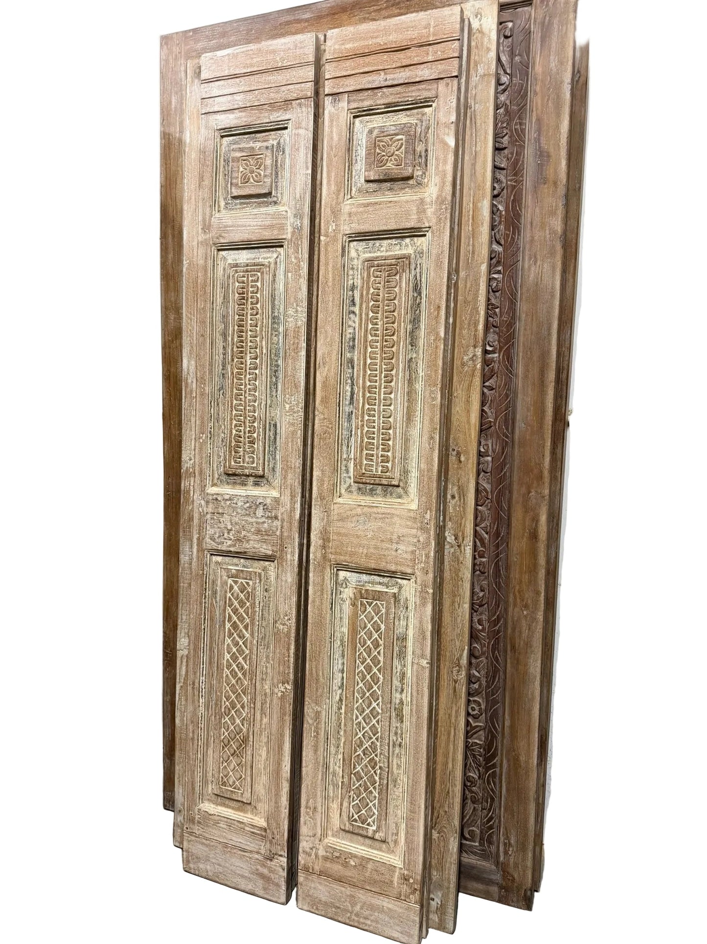 Antique Carved French Doors Floral Hinged or Sliding Barn Doors 80x28