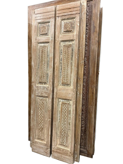 Antique Carved French Doors Floral Hinged or Sliding Barn Doors 80x28