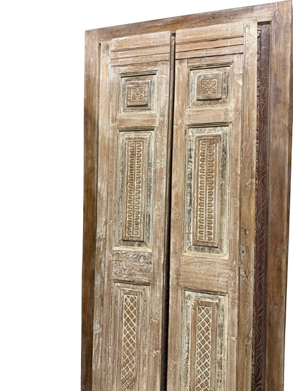 Antique Carved French Doors Floral Hinged or Sliding Barn Doors 80x28