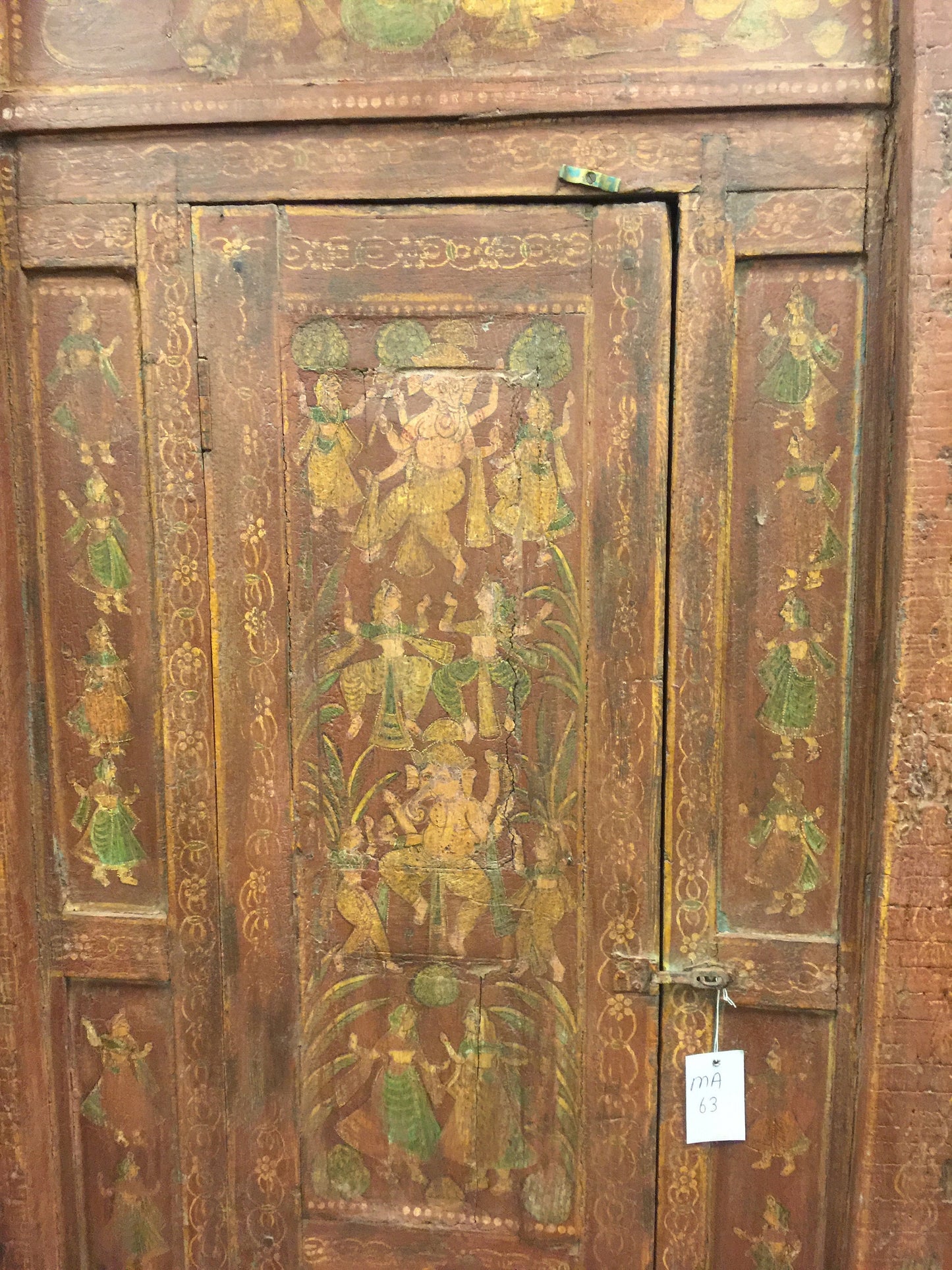 Antique Door Hand Carved Ganesha Door Teak Wood Statement Barn Door 84