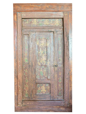 Antique Door Hand Carved Ganesha Door Teak Wood Statement Barn Door 84